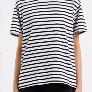 Talbots Black and White Striped Short Sleeve Tee